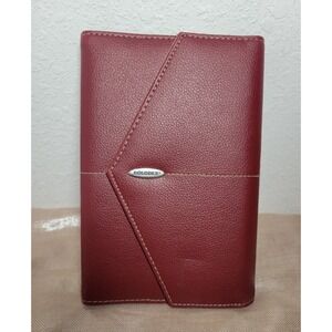 Vintage Rolodex Card ID Wallet Faux Leather Snap Fold Credit Card  Organizer Red